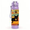 1PC Black Cat Color Block Frame 750ml Color Plastic Sports Water Bottle Leakproof Flip Straw Lid For Sports Office Home Use