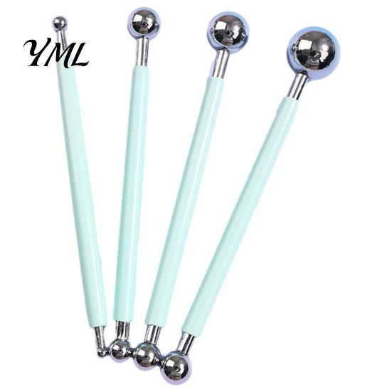 Clay Modeling Tools 4Pcs Polymer Shaping Tool Set, Sculpting Stick with Stainless Art Craft Supplies Steel Ball, 4 Size DIY Fondant Pottery Decorating