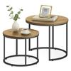 Round Coffee Table, 2 Pieces - Oak / Black Legs
