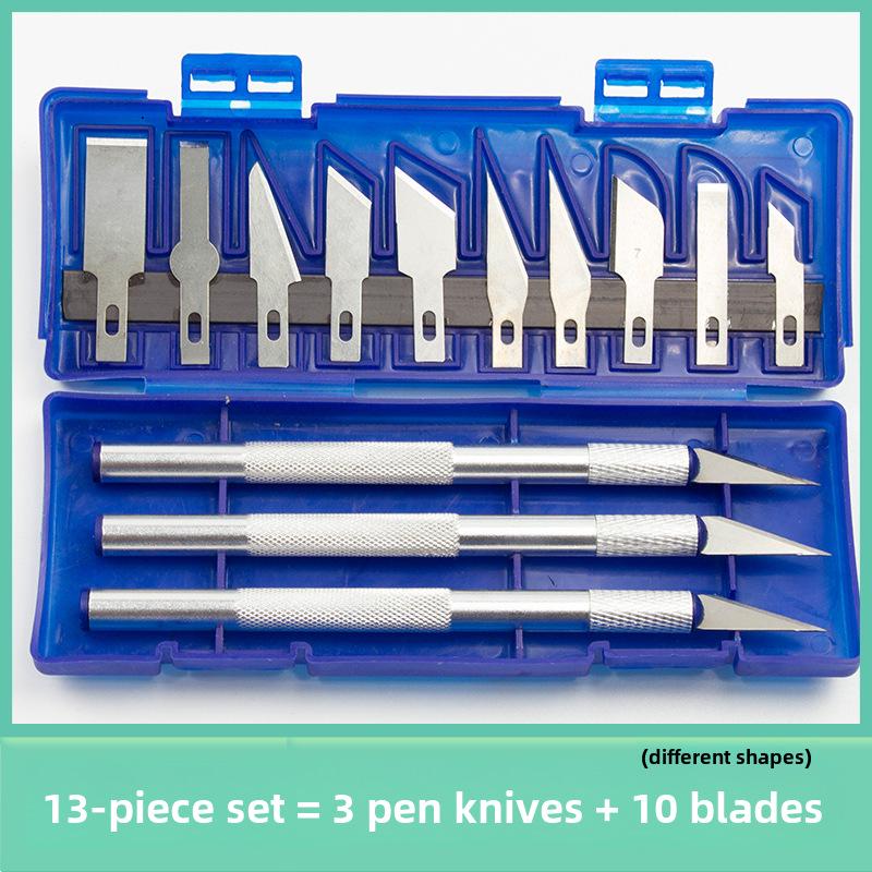 13-Piece Carving & Utility Knife Set with Detergent Bottle, Film, and Paper Cutting Tools