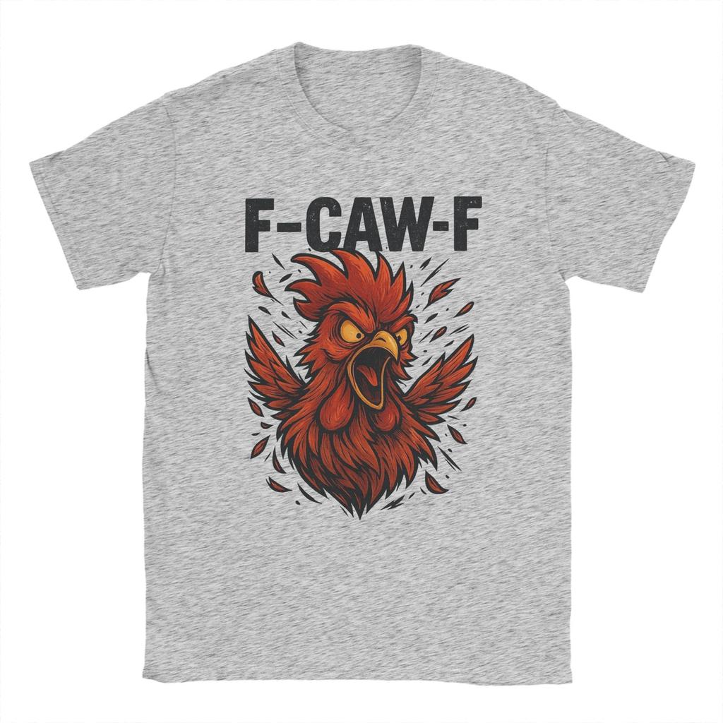 F-CAW-F Funny Rooster Meme Chicken T-Shirts for Men  Casual Cotton Tees Crew Neck Short Sleeve T Shirt Original Tops