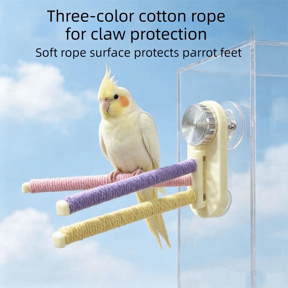 Suction Cup Parrot Rotating Stand Anti Slip Bird Window Standing Stick Pet Interactive