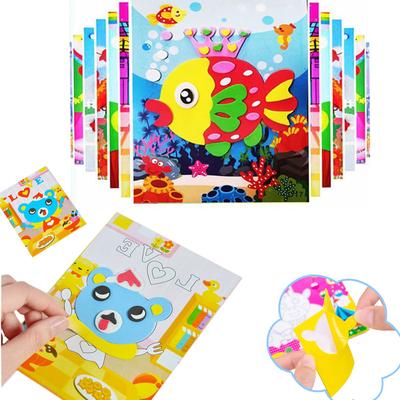 10 יחידות מדבקת פאזל תלת-ממדית מוקצפת EVA מצוירת וצבעונית משחק עשה זאת בעצמך מתנת יום הולדת לילדים דוגמאות מרובות צעצועי חינוך ללמידה מוקדמת