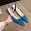 Sommer Frauen Neue Sexy Retro Einfarbig Heels PU Leder Schuhe Outdoor Bankett Party Spitze Schuhe Mode Sandalen Plus Größe 42