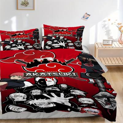 Akatsuki's Shadow Conspiracy Druck 3-teiliges Bettwäsche-Set Bettbezug mit 2 Kissenbezügen Heim-Geburtstagsgeschenk