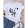 Dandelion graphic printing T-shirt women's summer short-sleeved round neck casual fashion streetwear top