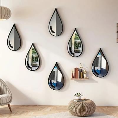 3Pcs Wall Mount Acrylic Mirror Wall Stickers Self-Adhesive Teardrop-Shaped Mirror  Living Room
