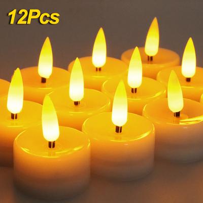 New Set of 6 or 12pcs of Romantic Battery Powered Tea Lights with Flickering LED Flame, Perfect Fake Candles for Birthday Weddin