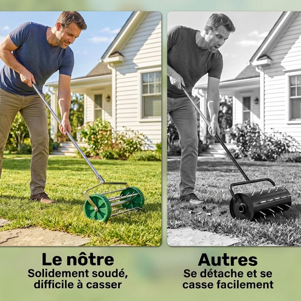 Lawn Aerator Roller, Telescopic Handle, 98 x 45 x 87 cm, Green