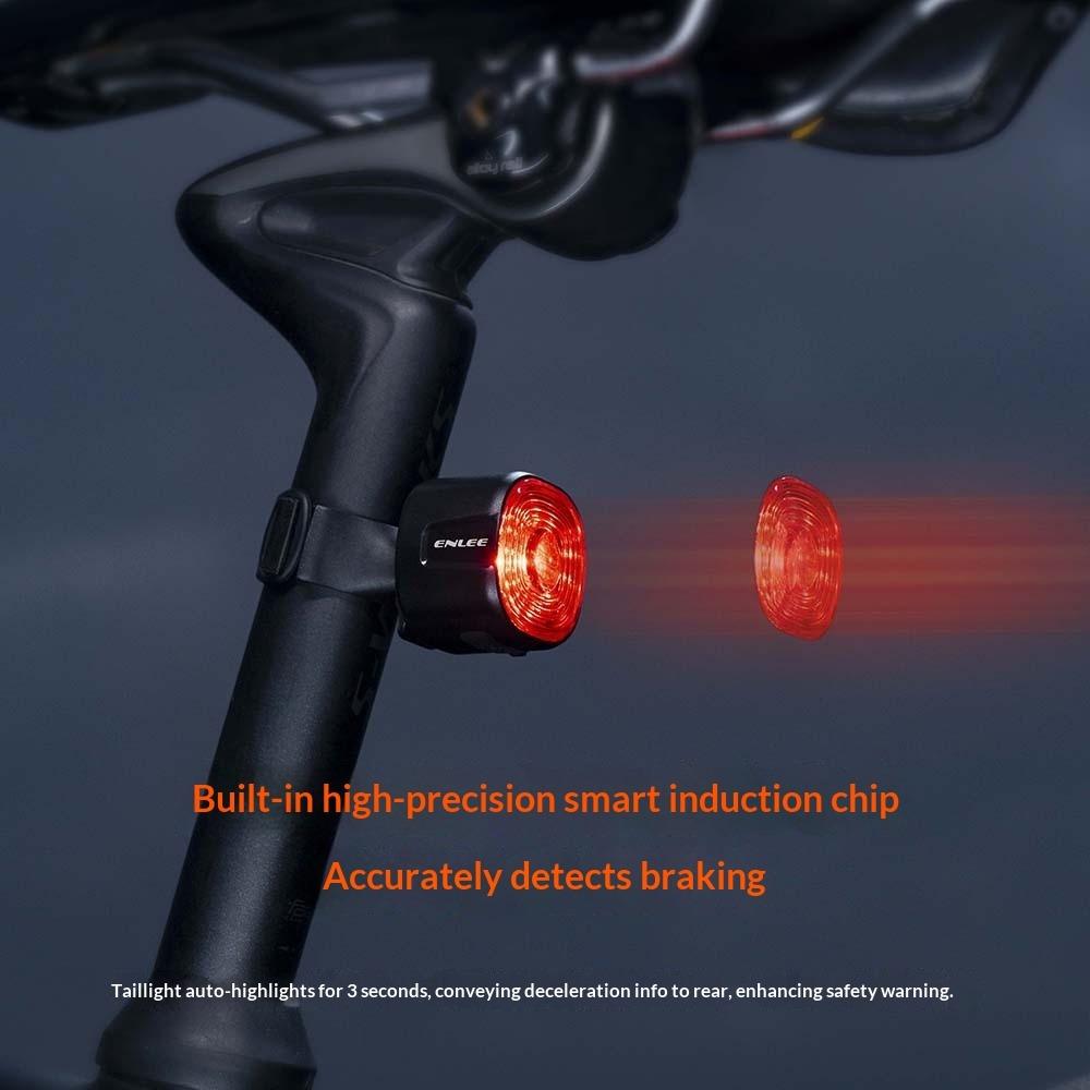 ENLEE Bicycle Tail Light, Intelligent Induction Brake Light Road Mountain Bike Night Riding Bright Light Warning Light