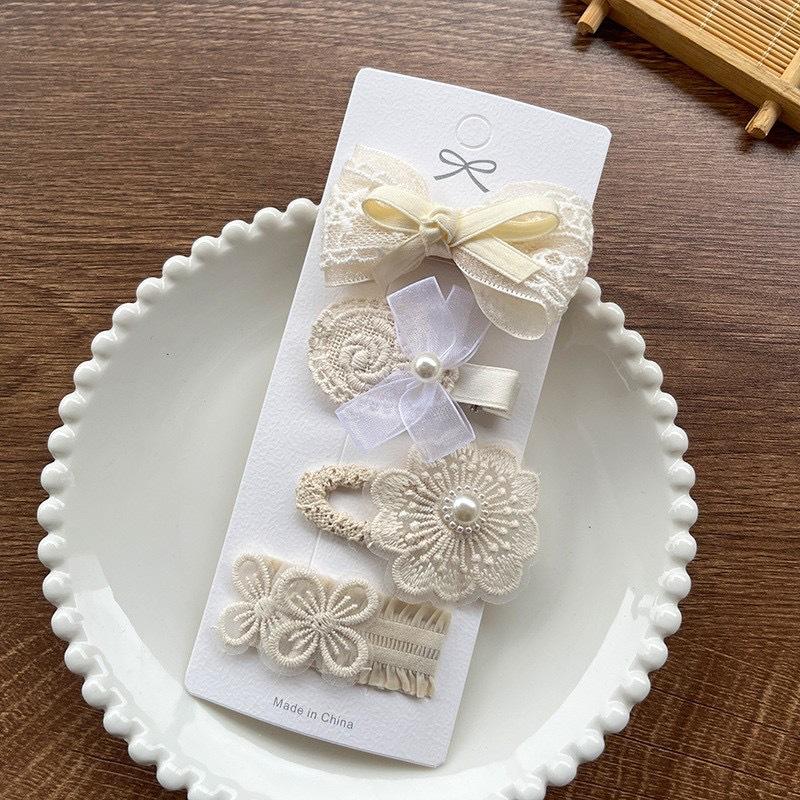 4Pcs Kids Bow Bb Hair Clips Hair Bangs For Girl Ins Flower Hairgripes Candy Color Fresh Daisy Waterdrop Hairpins Baby Bows