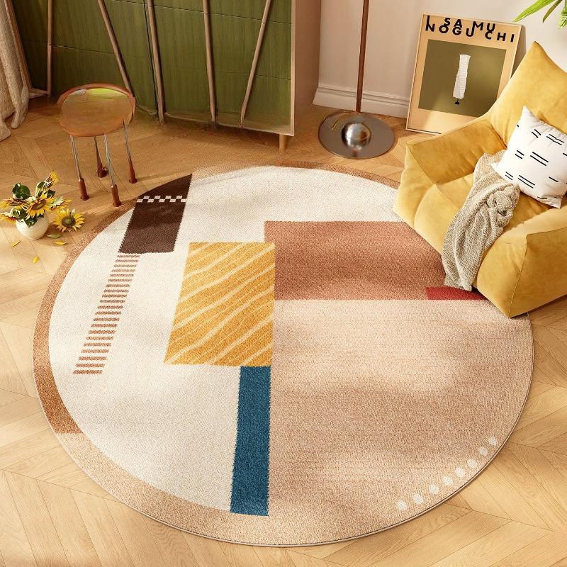Nordic Style Rugs for Bedroom Washable Living Room Decoration Round Carpet Dopamine Color Lounge Soft Mat Anti-slip Bedside Rug