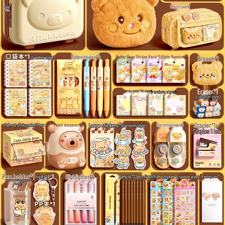 Butterbär Briefpapier Geschenkbox: Zurück zur Schule Set für Kinder, Kindergarten-Abschluss, Geburtstags-Souvenir für Mädchen.