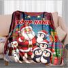 1PC Custom Name Santa's Christmas Adventure blanket versatile,all-season throw suitable for the living room,bedroom,camping,travel,and gift