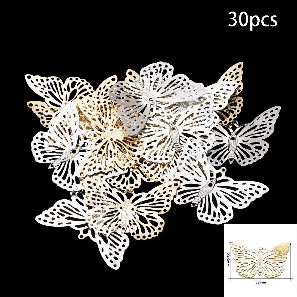 30/100Pcs/Lot Iron Hollow Butterfly Shape Pendant Charms Earrings Connector For DIY Jewelry Necklace Making Accessories