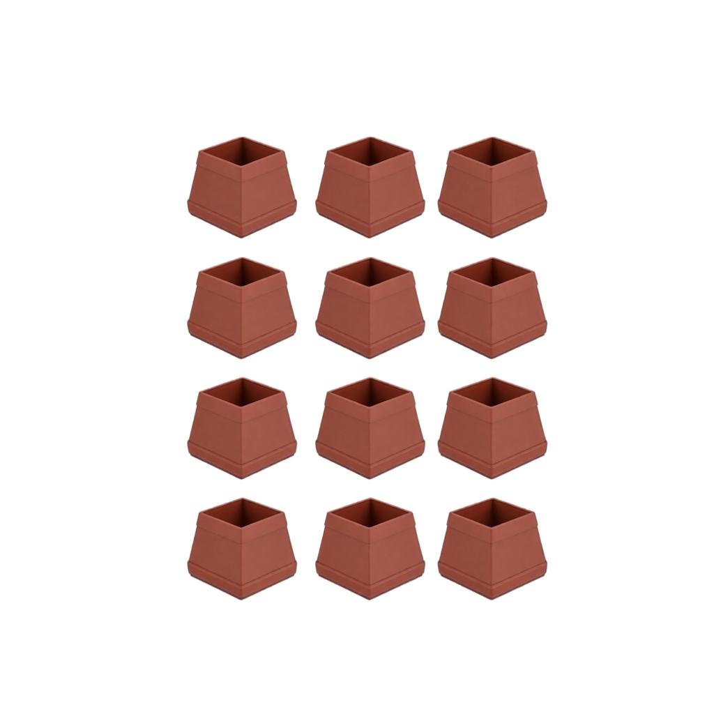 12pc Silicone Chair Leg Caps Furniture Floor Protectors Square Non-Slip Covers for Table and Chair Legs Durable Flexible Fit