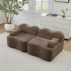 2-Seater Modular Boneless Sofa, Wave Shape, Deep Seat Cushions, Movable Armrest Cushion, for Living Room & Apartment, No Assembly Required, Brown