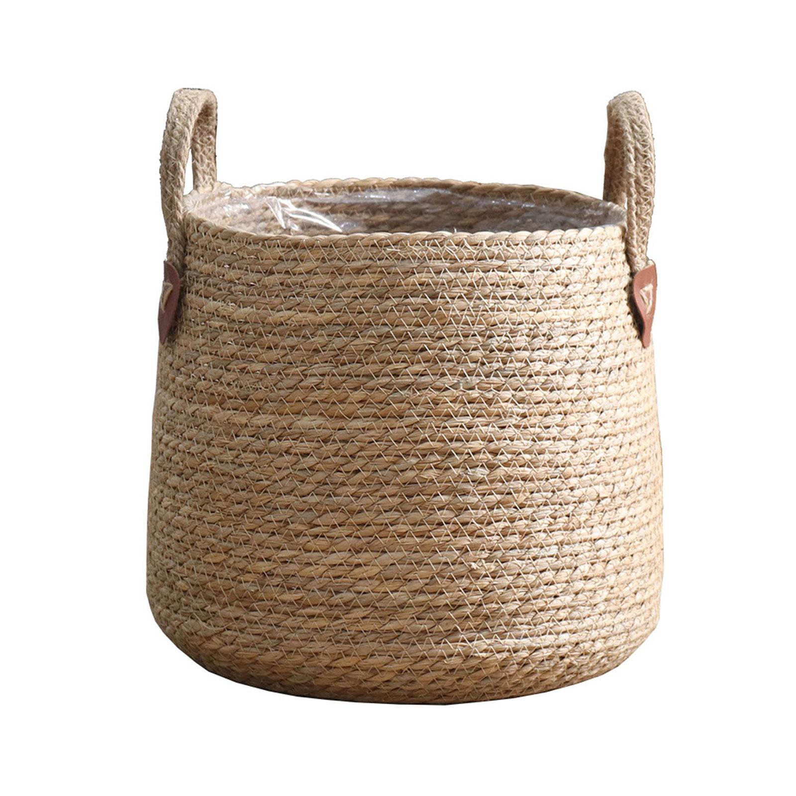 

Травяная плетеная корзина для цветов с ручкой, круглый органайзер для растений в горшках для украшения дома, спальни, комнаты, общежития S