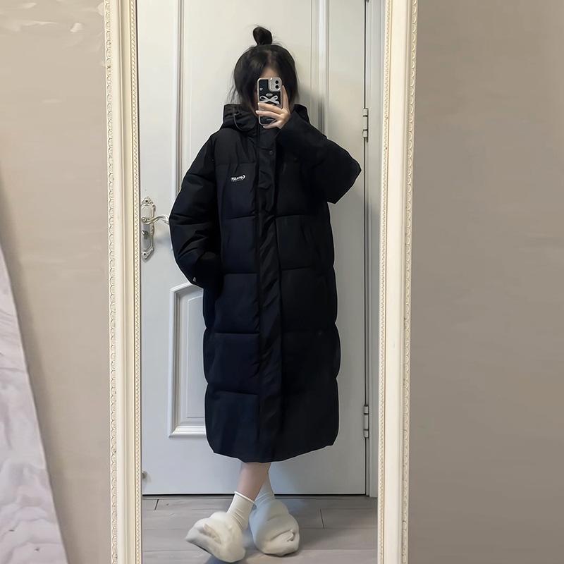 

Пухова куртка Жіноча Довга Вільна З капюшоном Бавовняна куртка Зима Нова Бавовняна куртка XL чорний