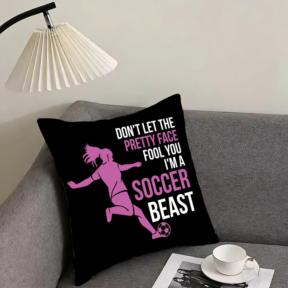 Soccer Lover Football Cushion Cover Elegant Comfort Pillowcase Sofa Bed Doublesided Printed Invisible Zipper Home Decor