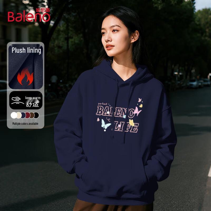 Baleno Damen Oversized Buchstaben Schmetterling Fleecegefüttertes Kapuzensweatshirt