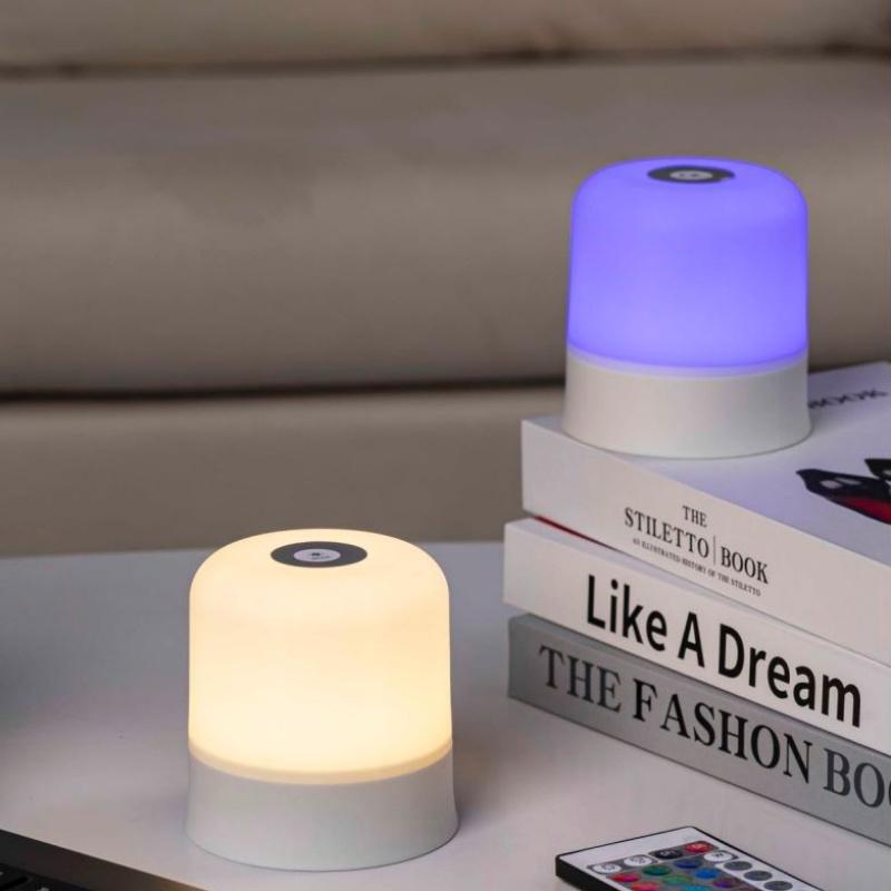 16 Colors LED Touch Bedside Night Light Rechargeable Dimmable Atmosphere Lamp with Remote Portable Decor Light for Bedroom