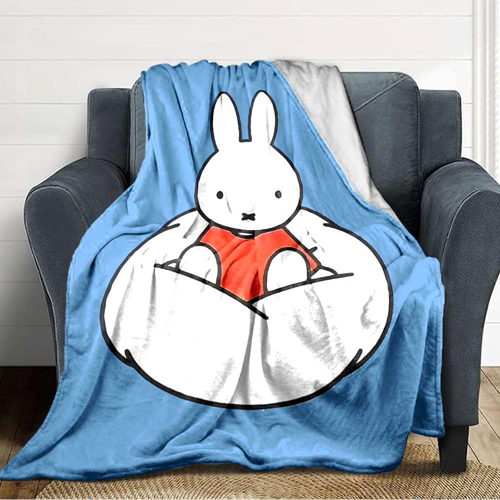 1pc Miffy4 Blanket, Gift, for Men and Women, Soft Blanket, Good for Sofa Bed Couch Travel, Lightweight Flannel Blanket