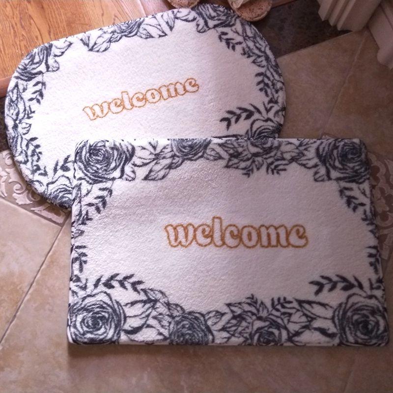 Shaggy Nordic Entrance Doormat Indoor Bathroom Absorbent Floor Mats Bedroom Carpet Rugs Rose Printed Anti Slip Hallway Door Mat