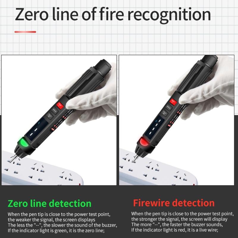 Voltage Testers Non-Contact Electrical Tester Phase Sequence Meter Electric Compact Pen with NCV LED Flashlight