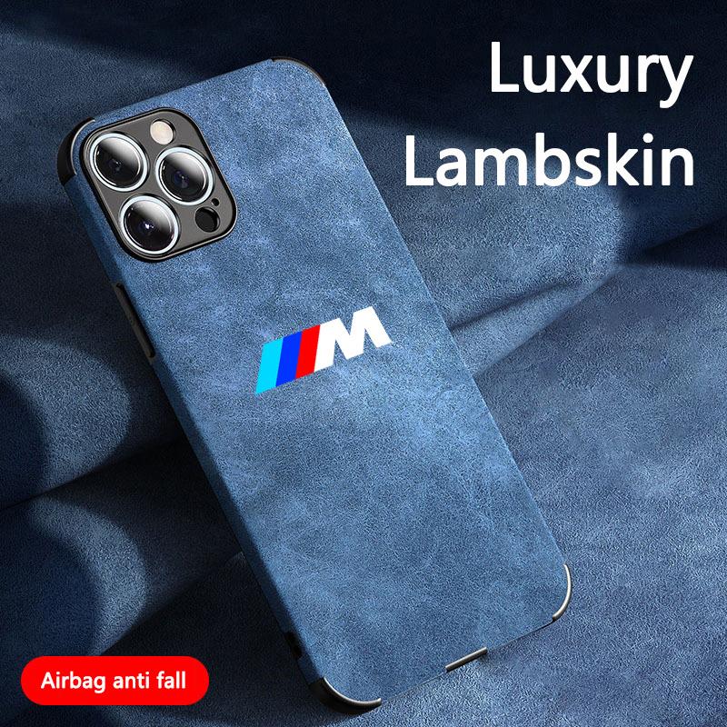 For BMW Performance Suede Car All Inclusive Phone Case For iPhone 16 15 13 14 12 Pro Max 8 XR XS 16 Plus 15Pro MAX Cover Sticker Nlvc53