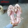 Mode Mode Schleife Damen Dünne Absätze Sandalen Schuhe Weiblich Runde Zehen Schuhe Elegant Damen Absatzsandalen Pantoletten Schuhe