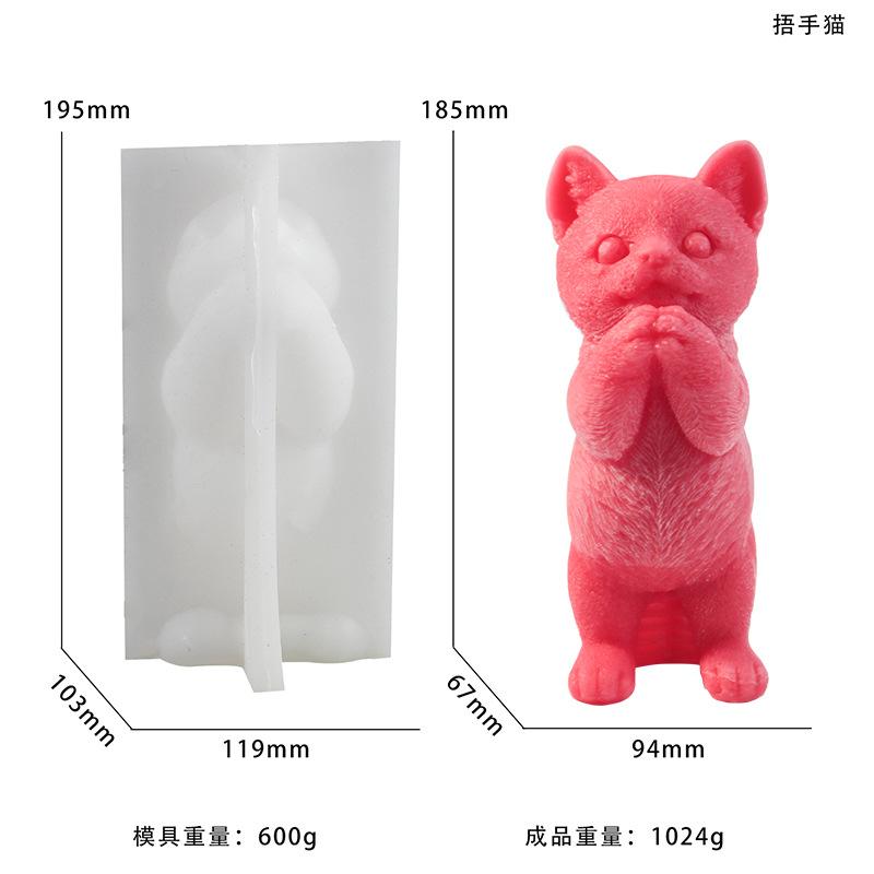 Big Cute Cat Candle Silicone Mold 3D Aromatherapy Gypsum Crafts Diy Baking Chocolate Ice Block Making Mold