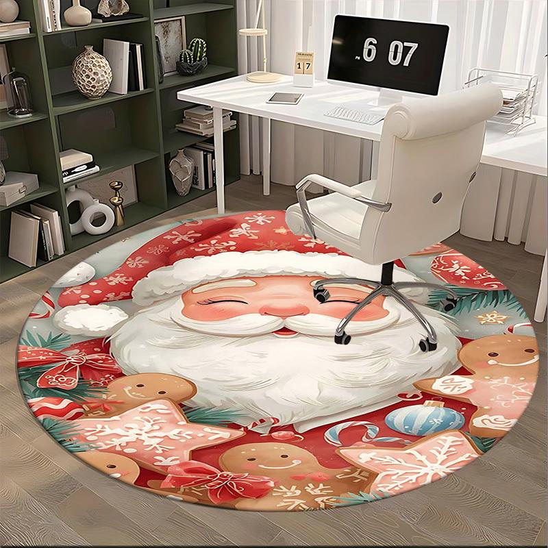 1pc Christmas Santa Claus Chair Mat - Anime Cartoon Design, Non-Slip Carpet for Office Chair, Festive Gift, Seasonal Decor, Living Room, Bedroom, Game