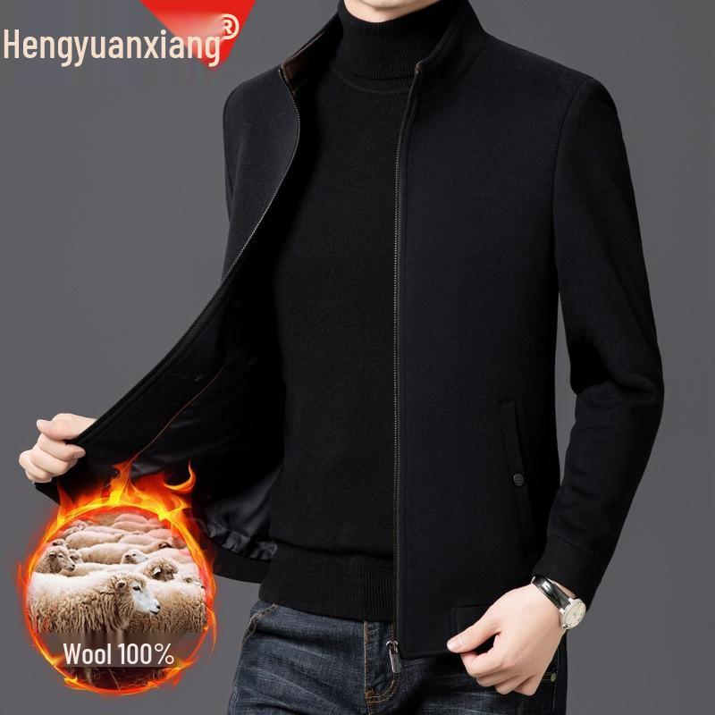 Hengyuanxiang Men's 100% Wool Double-Sided Short Coat - 2025 Autumn/Winter Edition