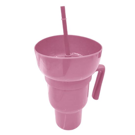 Snack And Drink Cup with Straw Lightweight Stadium Tumbler Portable Reusable Snack Tumbler Bowl for Family Gatherings Picnics