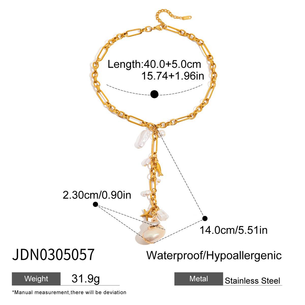 

Jiading European and American stainless steel conch long necklace y chain, collarbone chain jewelry