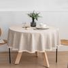 Round Faux Linen Tablecloth With Lace Trim Waterproof Oil And Stain Resistant For Banquets And Parties