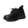 Black Thick High Heel Deep Mouth Single Shoes Women's Autumn New Heightening Leather Shoes Lightweight Wear-resistant Low-top Women's Shoes