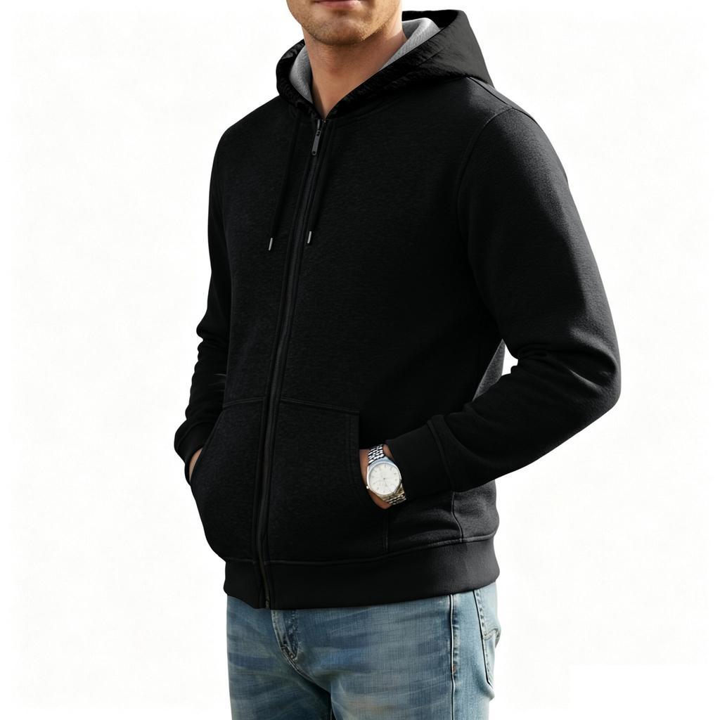 Men's Zip-Up Hooded Sweatshirt for Spring and Fall