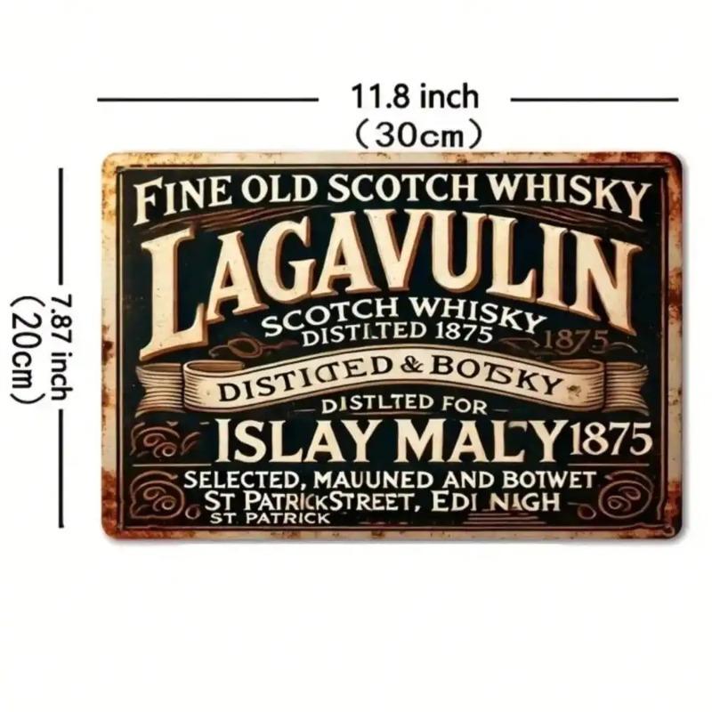 Metal Tin Sign Bar Decor Vintage Whiskey Plaque Wall Art