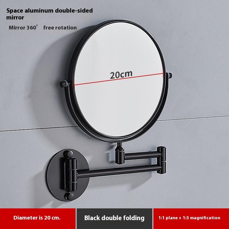 Black Gold Telescopic Mirror Bathroom Cosmetic Folding Beauty Wall Hanging Double-sided Mirror Bathroom