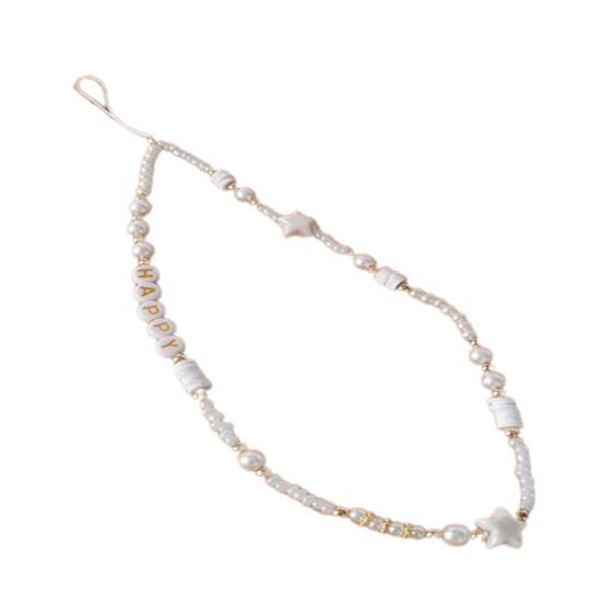 

Phone Lanyard Shell Beads Unisex Bohemian Imitation Pearls Phone Wrist Strap Phone Accessories B