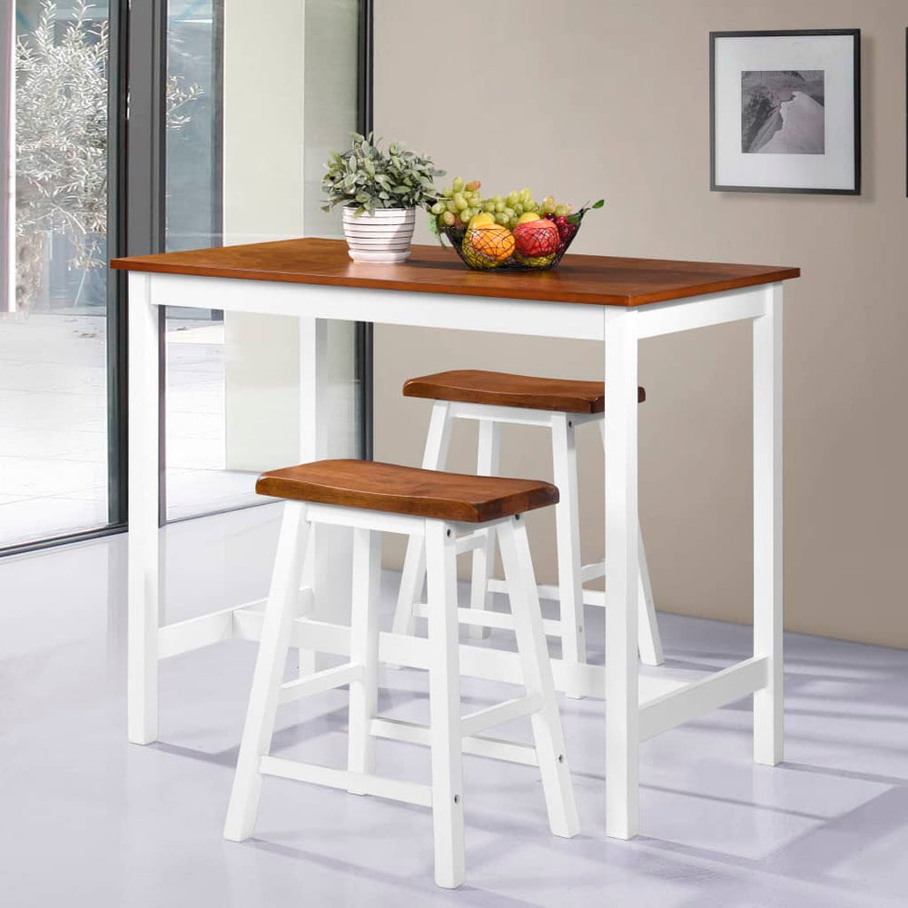 Table de bar et tabouret 3 pcs Bois massif