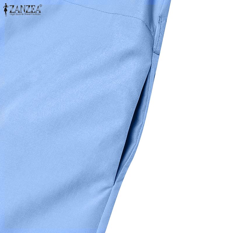 ZANZEA Women Casual Turn Down Collar Short Sleeve Shirt Dress