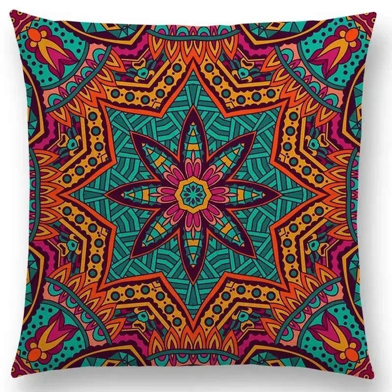 Home Decor Colorful Ethnic Pattern Decorative Pillow Covers Pattern Cushion Cover Suitable For Sofa Bedroom Car Pillow Cover