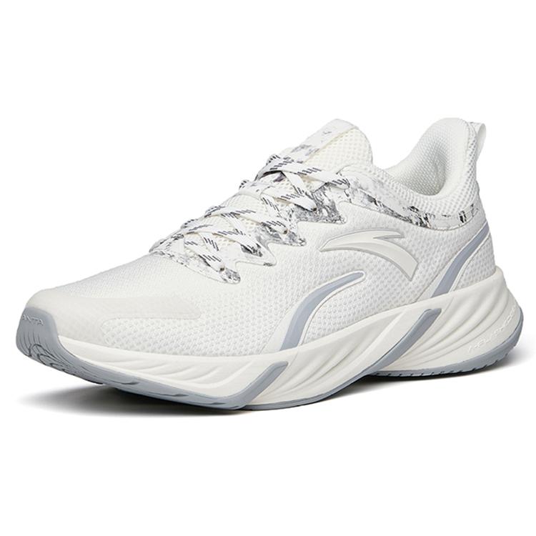 Anta Comfortable Cushioning Lightweight Abrasion Resistant Slip Resistant Low Top Running Shoes Men's White Silver Gray 112145523-5