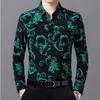 Spring Autumn New Men Clothing Thin Vintage Shirts Lapel Printing Pocket Single Breasted Fashion Business Loose Long Sleeve Tops