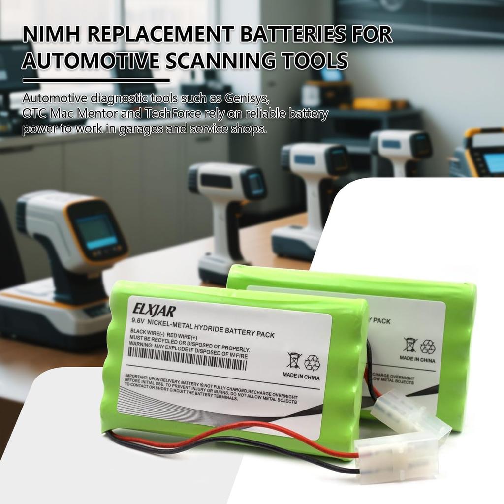(2-Pack) 9.6V 2200mAh 239180 Ni-MH Battery Replacement for OTC Genisys Scan Tool, Mac Mentor, Matco Determinator, Cornwell TechForce, Solarity