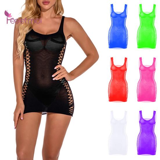 Φόρεμα εσώρουχα Hollow Out Butt Lift Sleep Colthes Summer Sexy Wear Pure Color Hip Wrap Night Dress