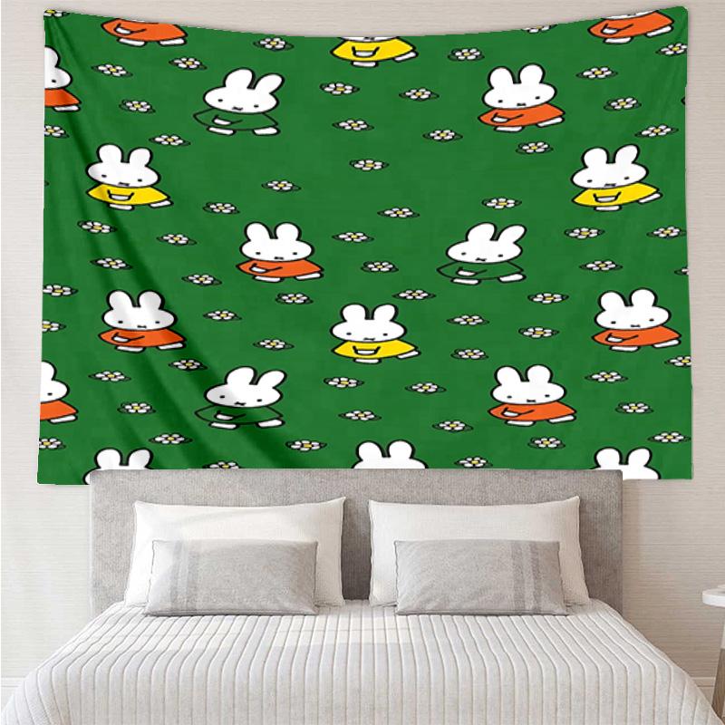 Miffy Tapestry for Bedroom Aesthetic Classroom Tapestries Wall Hanging for Living Room Dorm Office,Ideal Creative Gift
